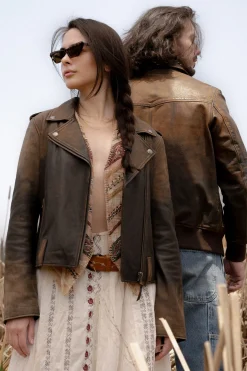 Authentic Soft Lamb Crackle Leather Biker Jacket^Frye Clearance