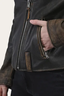 Authentic Soft Lamb Crackle Leather Biker Jacket^Frye Clearance