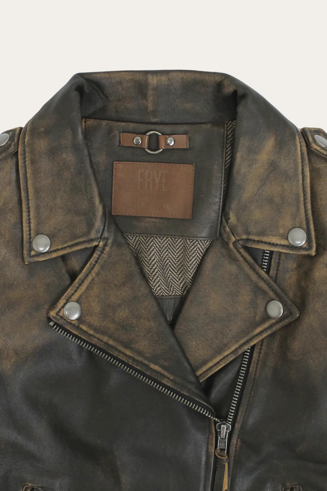 Authentic Soft Lamb Crackle Leather Biker Jacket^Frye Clearance