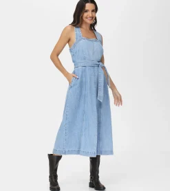 Criss-cross Maxi Denim Dress^Frye Clearance