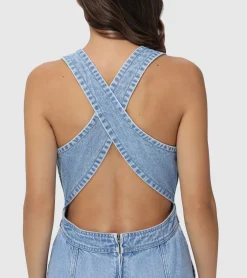 Criss-cross Maxi Denim Dress^Frye Clearance