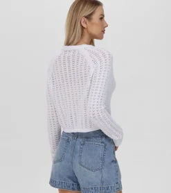 Cropped Crochet V-Neck Cardigan^Frye Outlet
