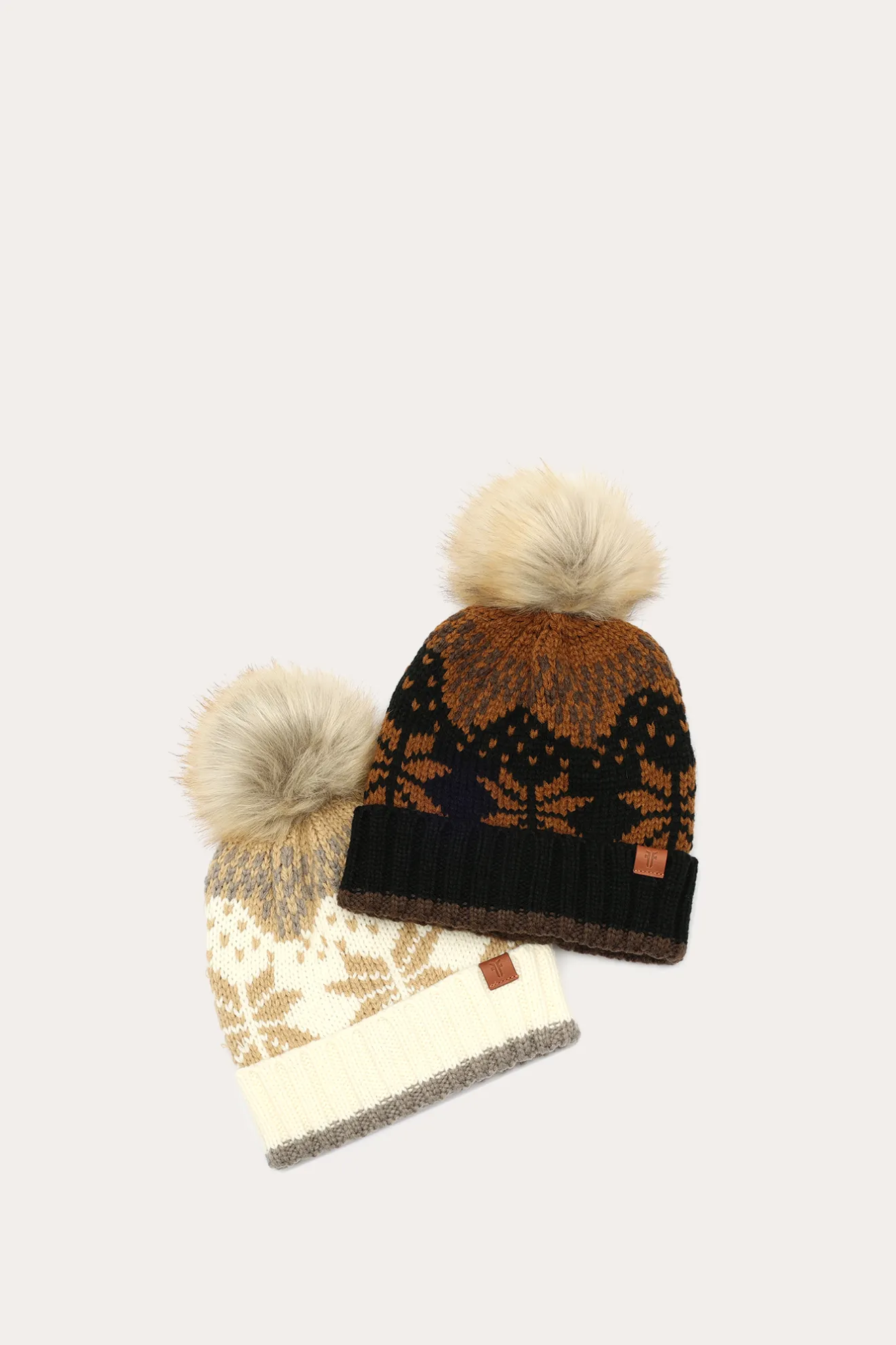 Fair Isle Beanie With Cuff & Faux Fur Pom^Frye Online