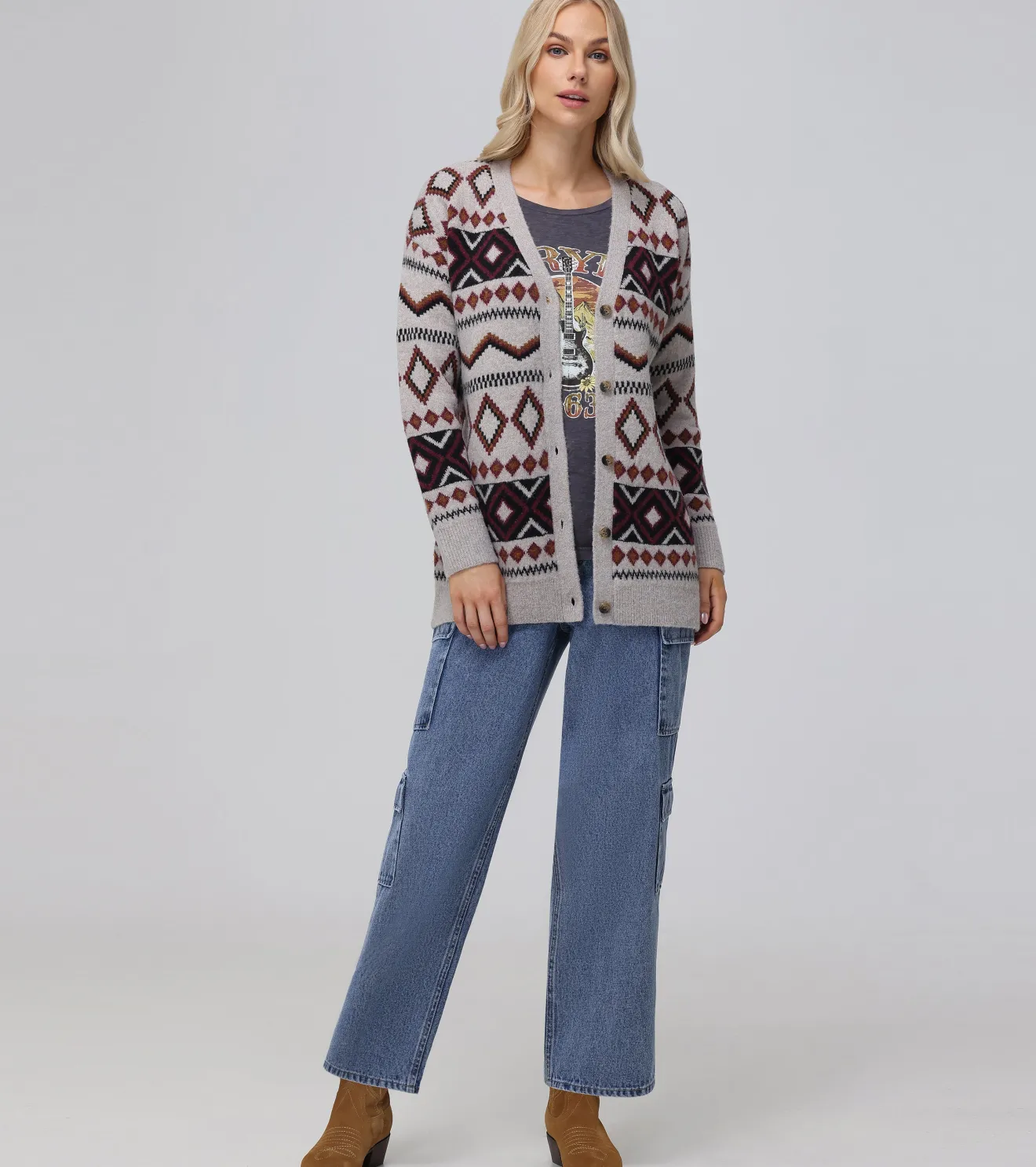 Fairisle Boyfriend Cardigan^Frye Hot