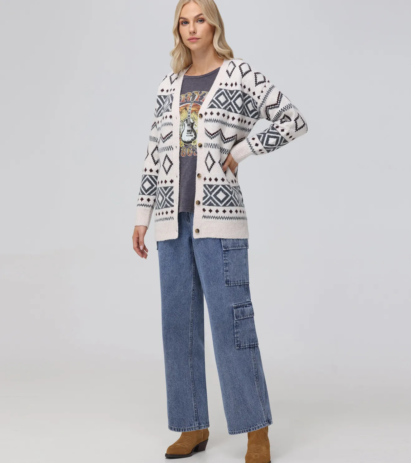 Fairisle Boyfriend Cardigan^Frye Hot