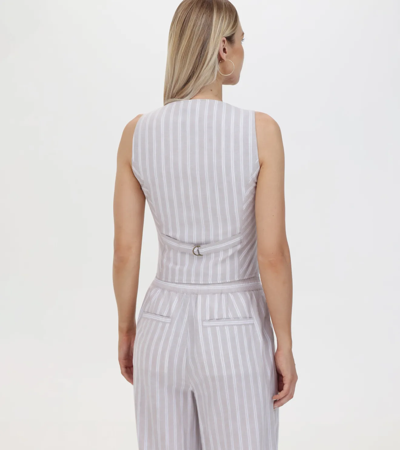 Linen Striped Button Vest^Frye Discount