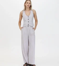 Linen Striped Wide Leg Pant^Frye Online