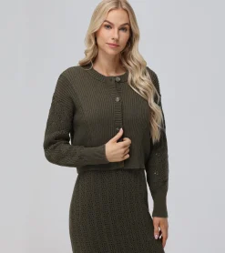 Mixed Stitch Button Front Cardigan^Frye Sale