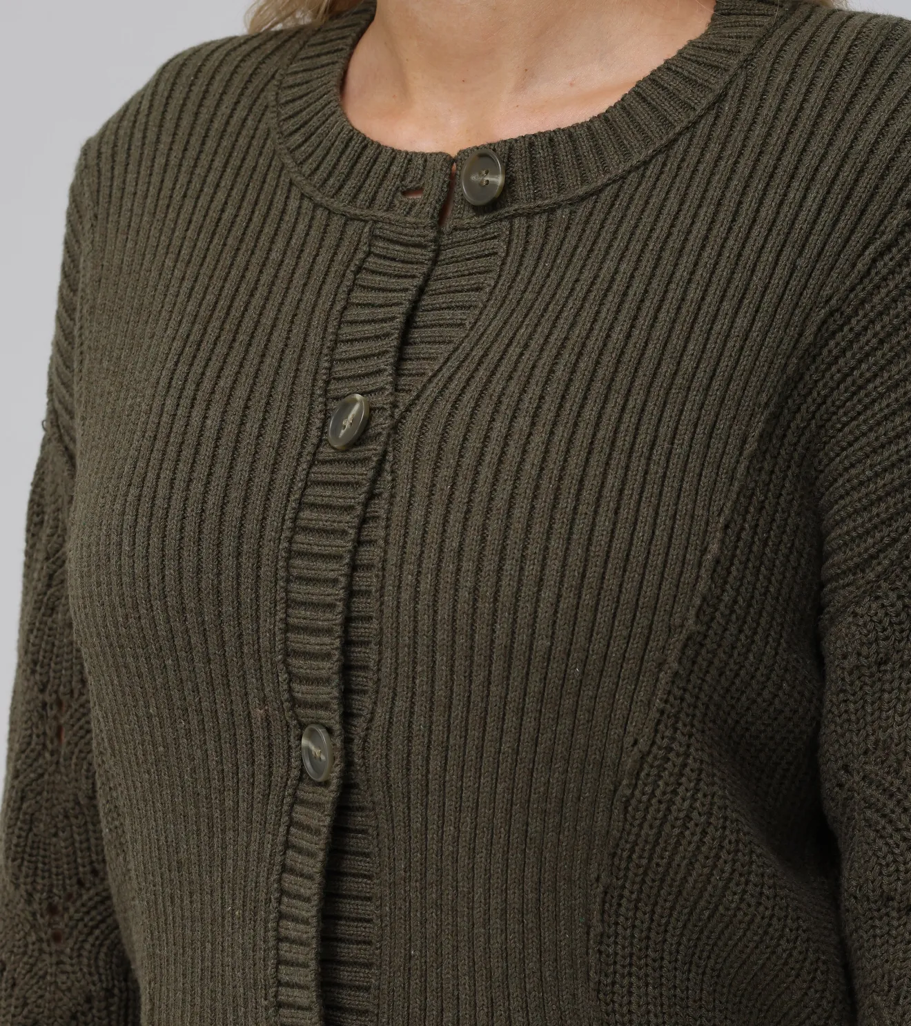 Mixed Stitch Button Front Cardigan^Frye Sale