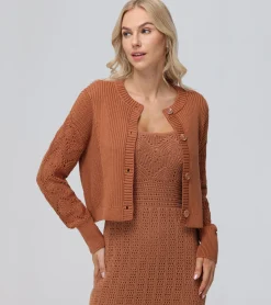 Mixed Stitch Button Front Cardigan^Frye Sale
