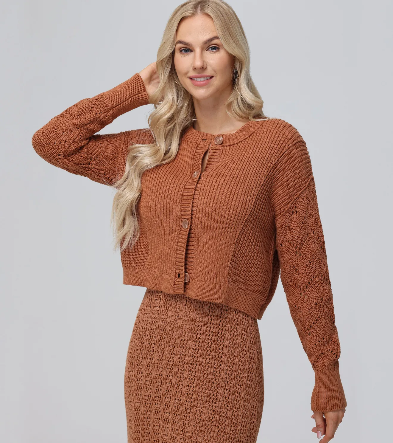 Mixed Stitch Button Front Cardigan^Frye Sale