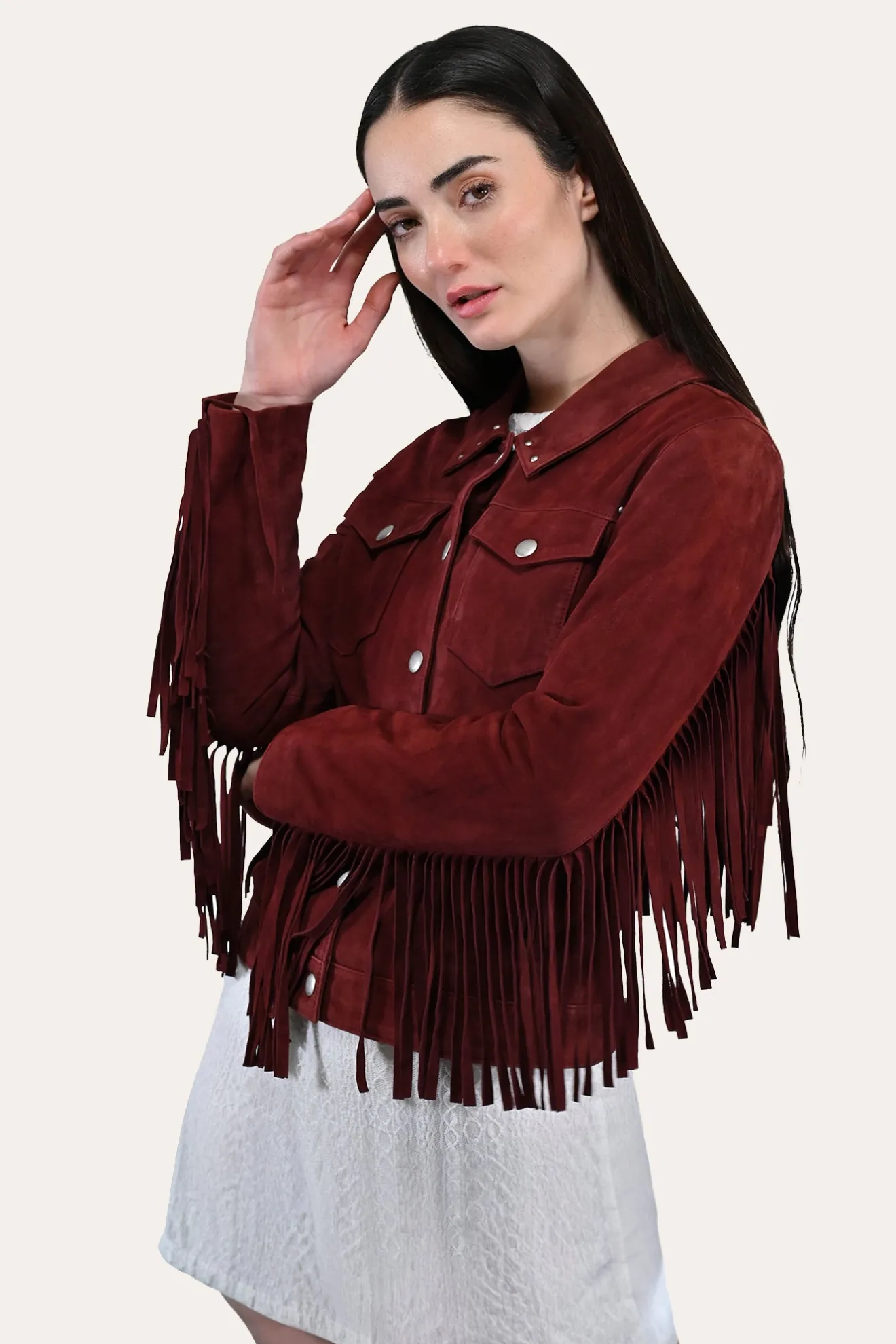 Oxblood Fringed Jacket^Frye Discount