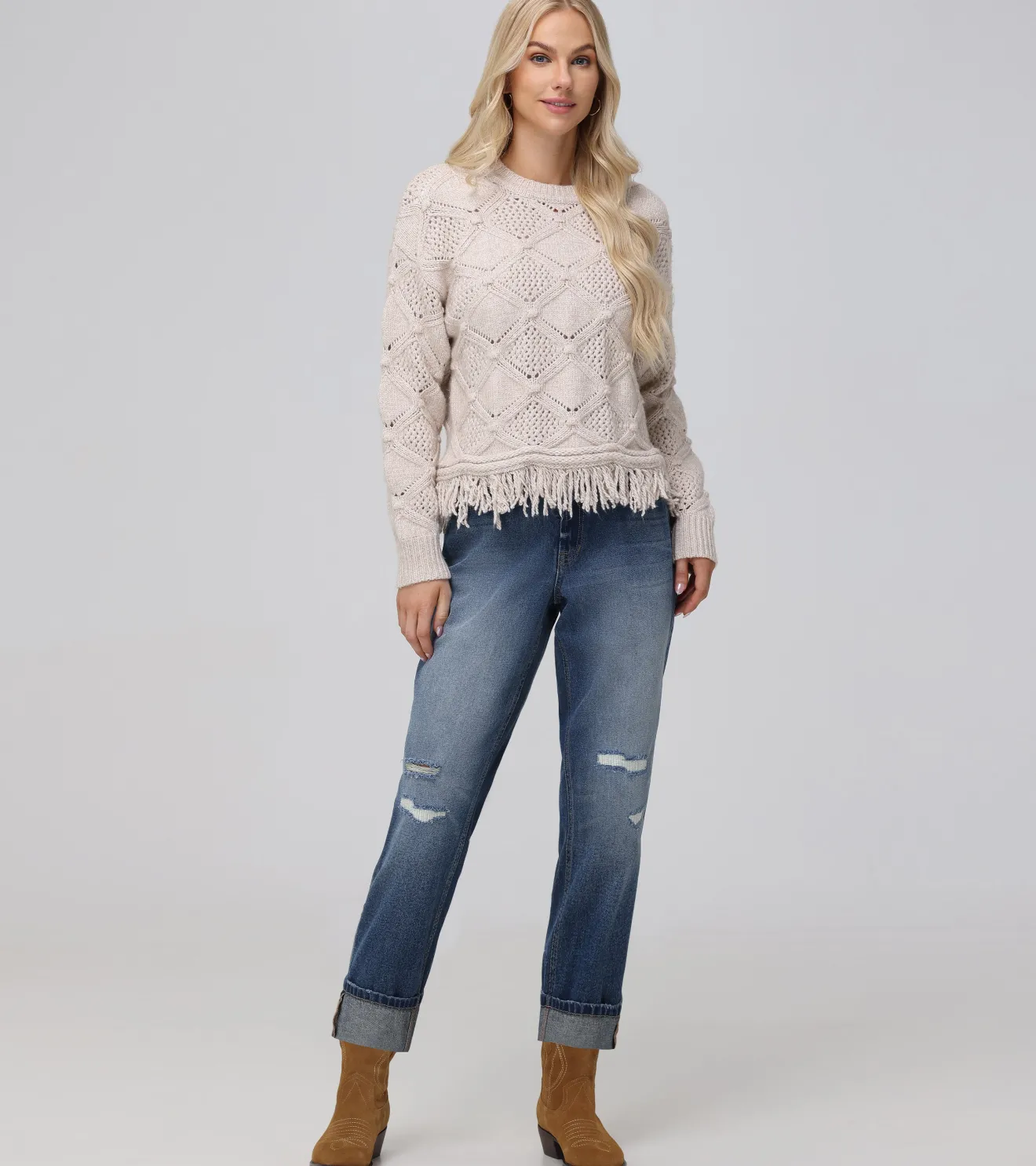 Pointelle Fringe Pullover^Frye Best