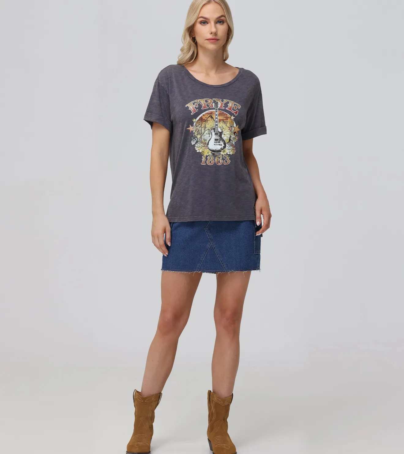 Rolled Cuff Graphic Tee^Frye Clearance