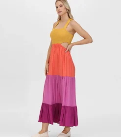 Smocked Color Block Maxi Dress^Frye Clearance