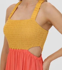 Smocked Color Block Maxi Dress^Frye Clearance