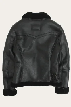 Women's Leather Jacket With Sherling Collar And Cuffs^Frye