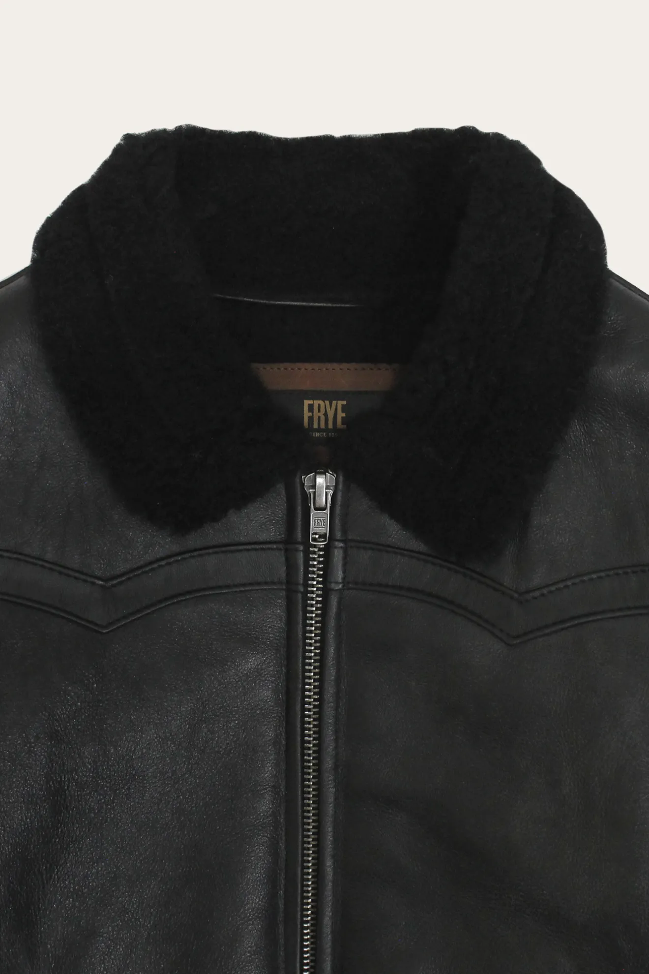 Women's Leather Jacket With Sherling Collar And Cuffs^Frye